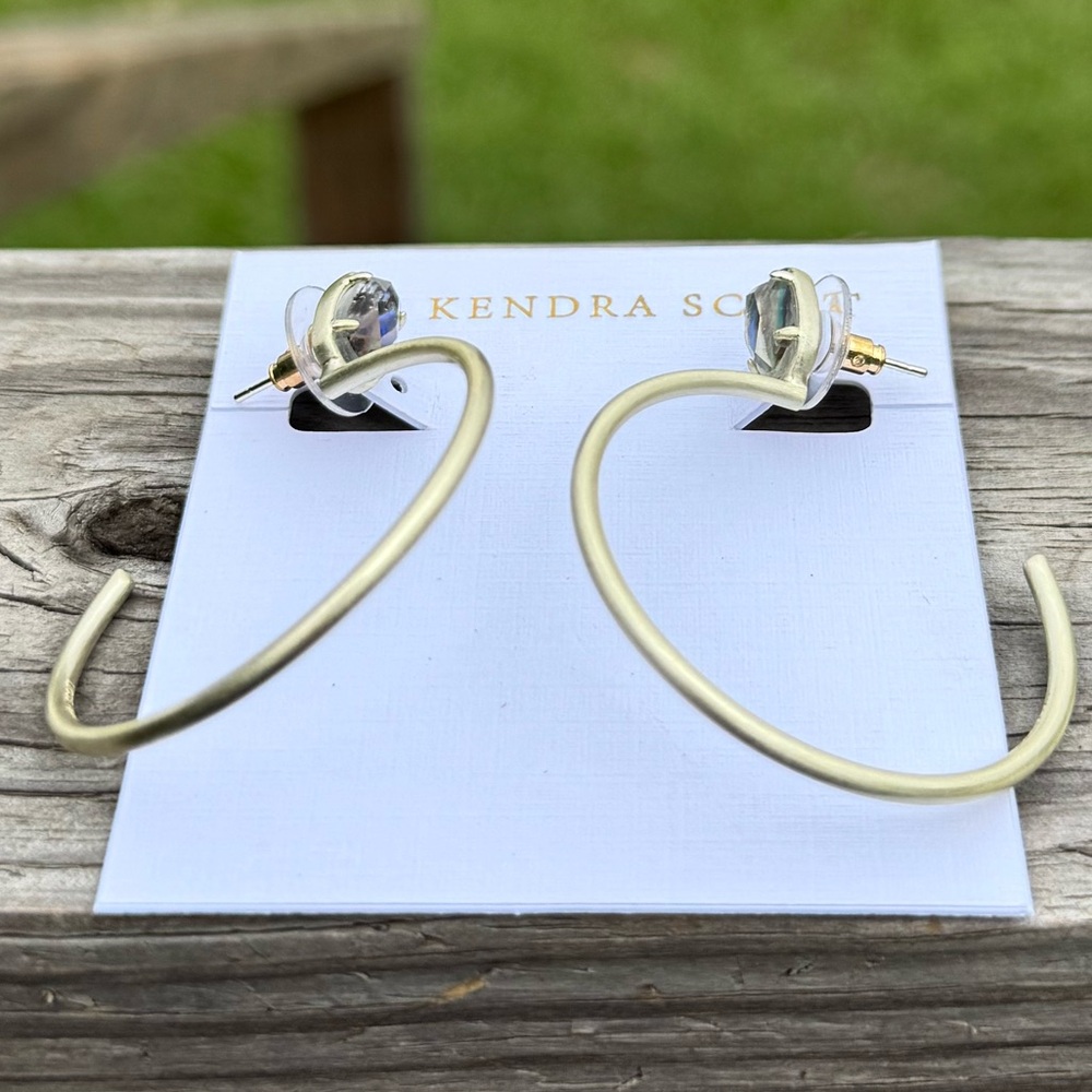 NWOT Kendra Scott Pepper Abalone Hoop Earrings Gold tone - Picture 5 of 5